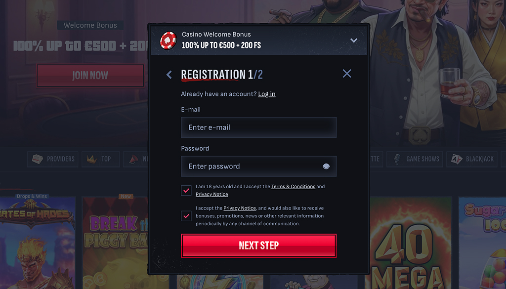 Mafia Casino Registration